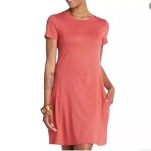 Toad&Co Marley Organic Cotton Pink Red Dress outdoor Side Pocket Cap Short